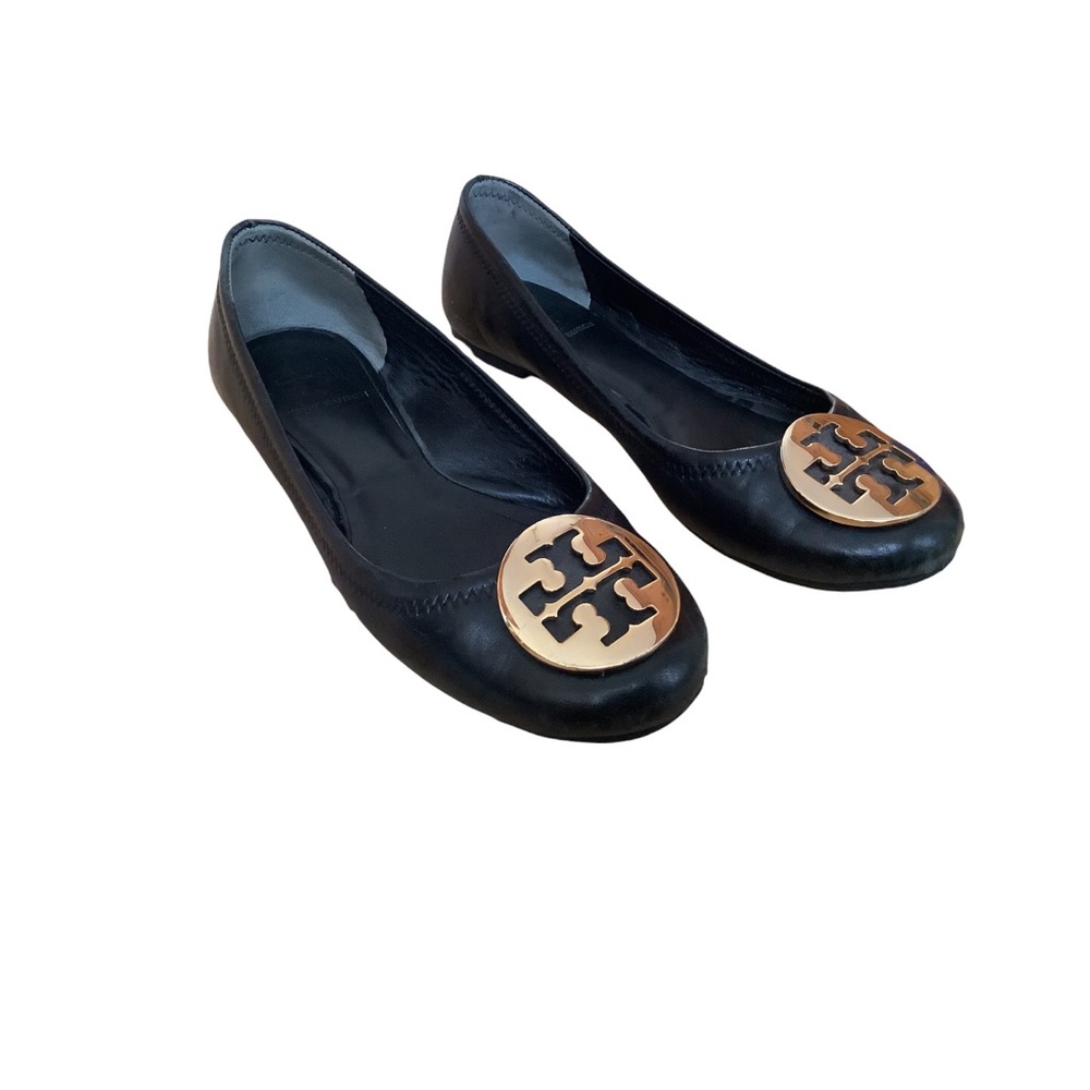 Tory Burch black leather reva ballet flat